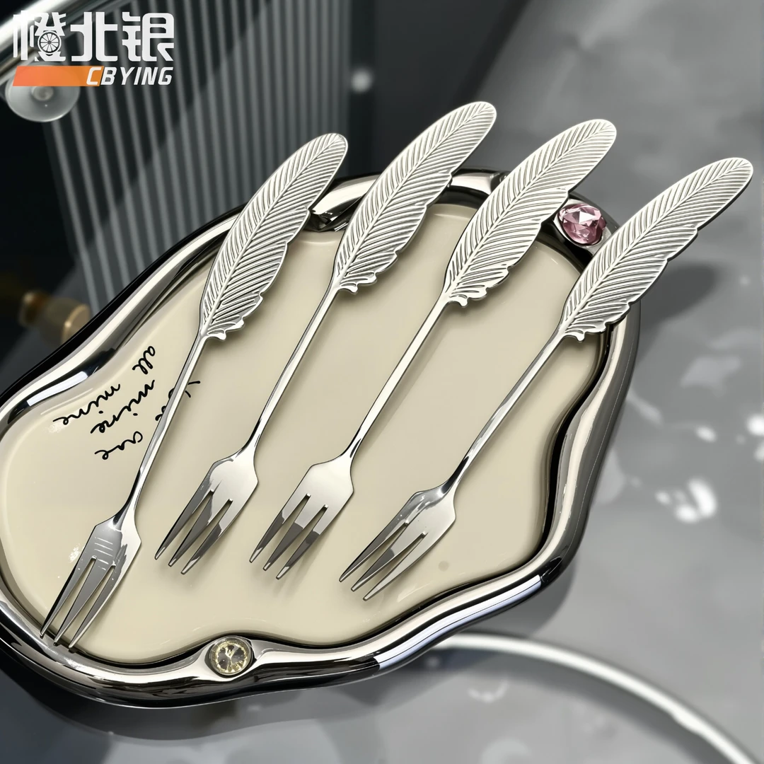 橙北银居家小吃餐叉食品级304不锈钢水果叉子家用甜品叉西餐餐叉