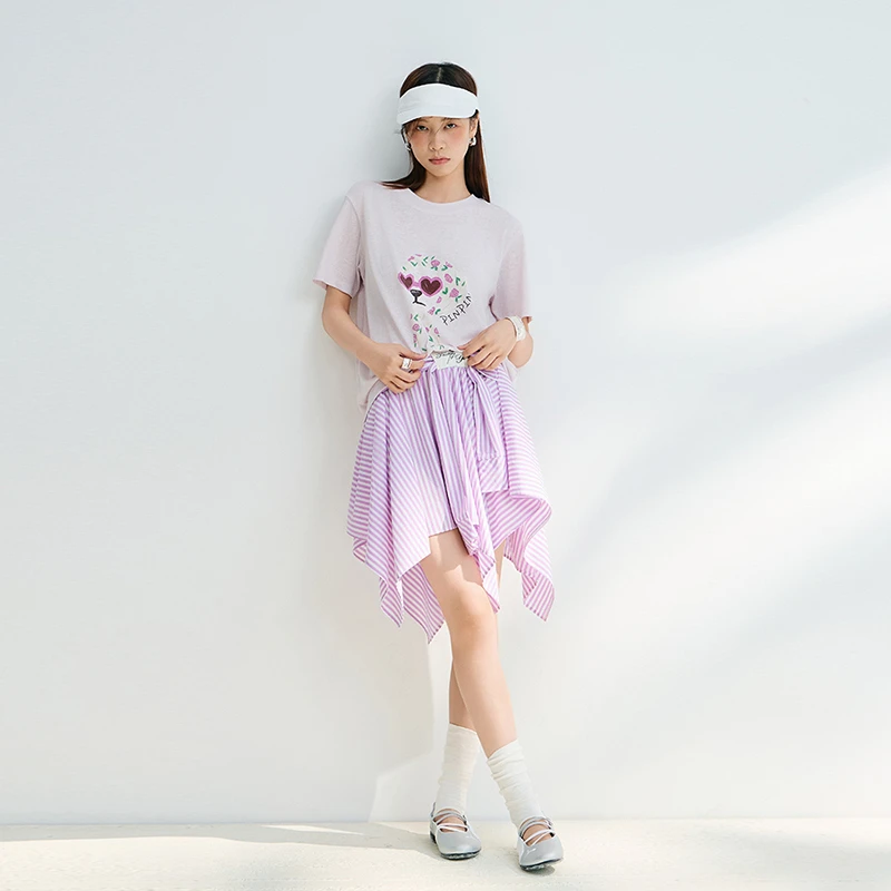 「PINPINPLUS」PP+质感独特不规则条纹设计感屁帘短裙PABEB310008G