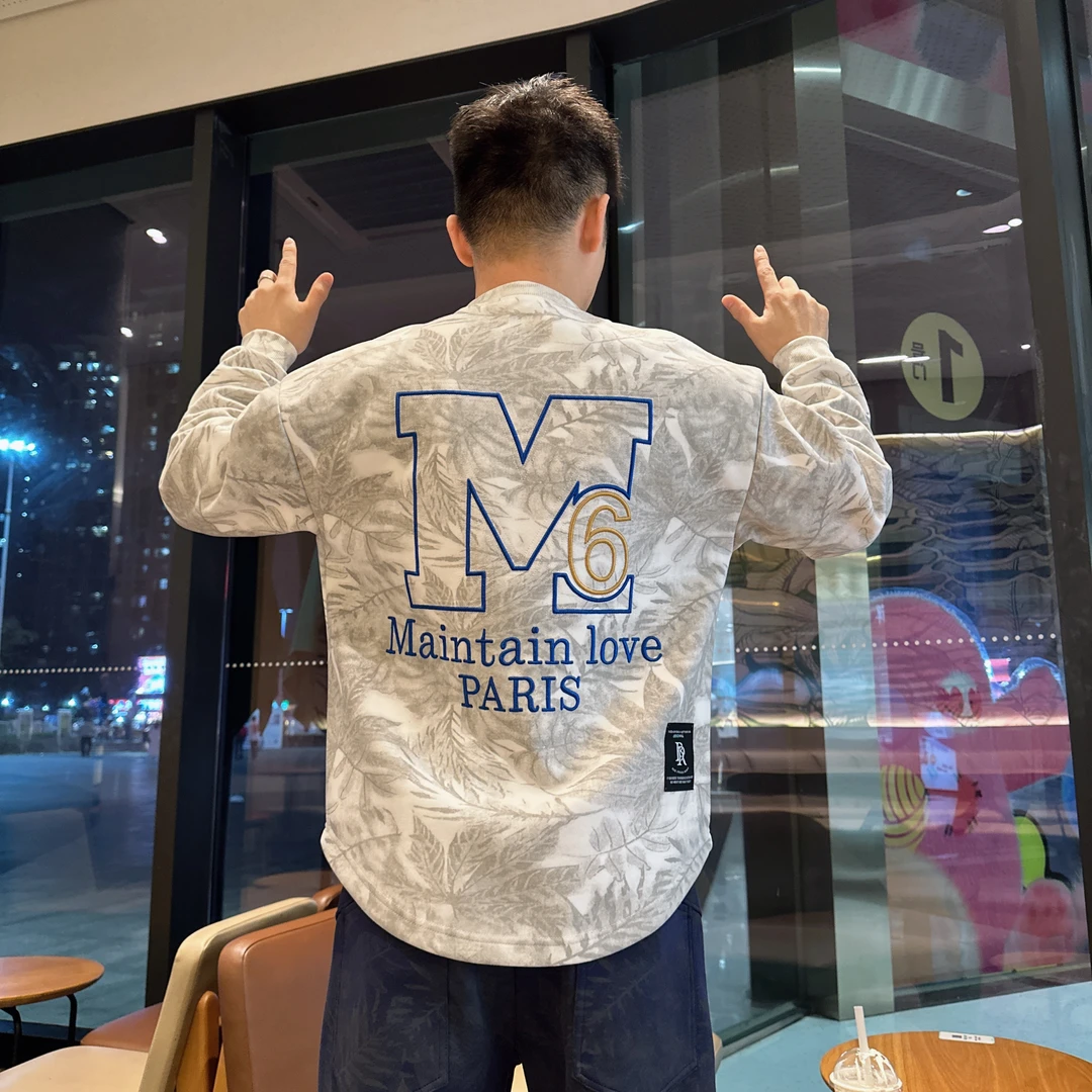 探戈优品【M.6刺绣字母卫衣】2025秋冬季长袖国风潮流百搭刺绣男t恤