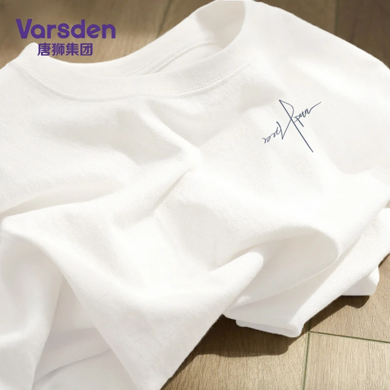 唐狮集团Varsden短袖t恤男2025夏季潮牌宽松大码重磅纯棉t恤