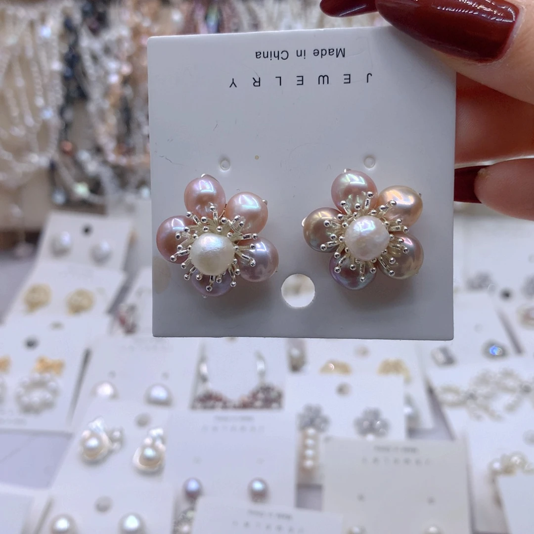淡水珍珠耳饰银S925镶嵌