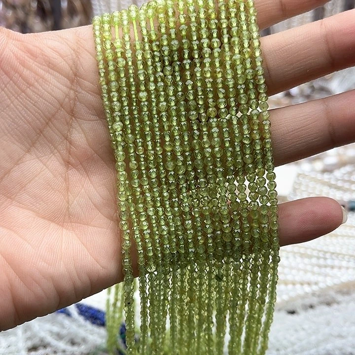 未镶嵌玛瑙/玉髓珠宝半成品一条3mm左右橄榄石刻面