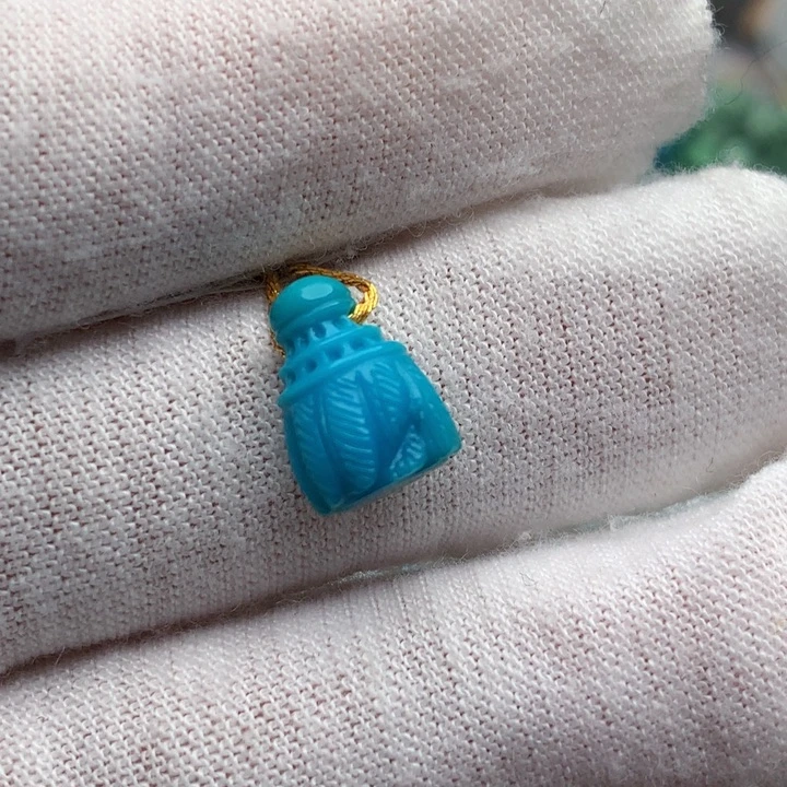 绿松石未镶嵌珠宝奇石玉化蓝羽毛球8*11.4mm
