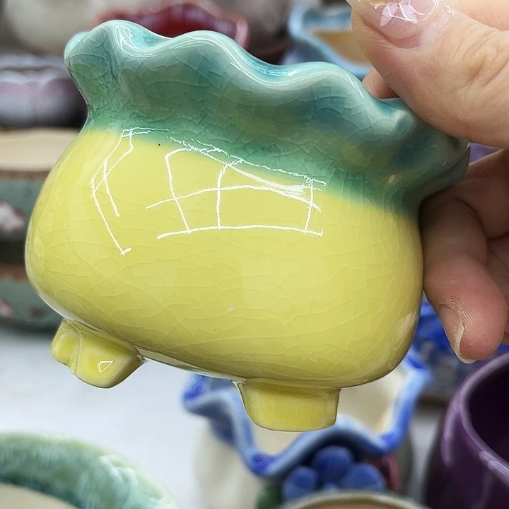 多肉绿植陶瓷花盆9.9包邮，有孔