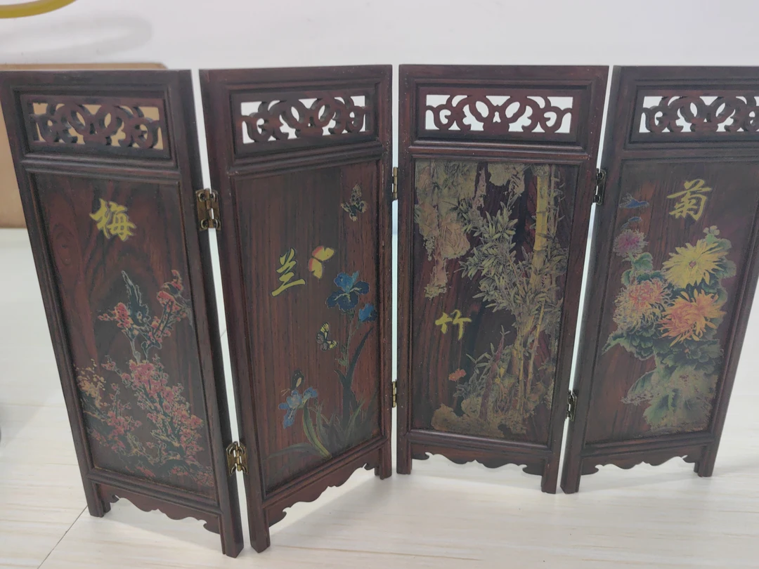 红酸枝 四连屏 屏风