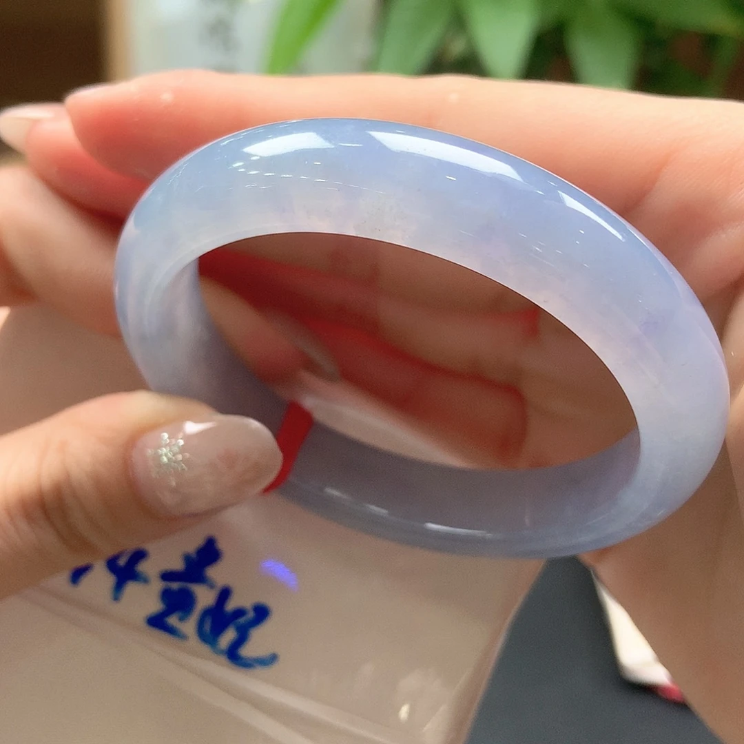 翡翠未镶嵌手镯冰润紫贵妃74号