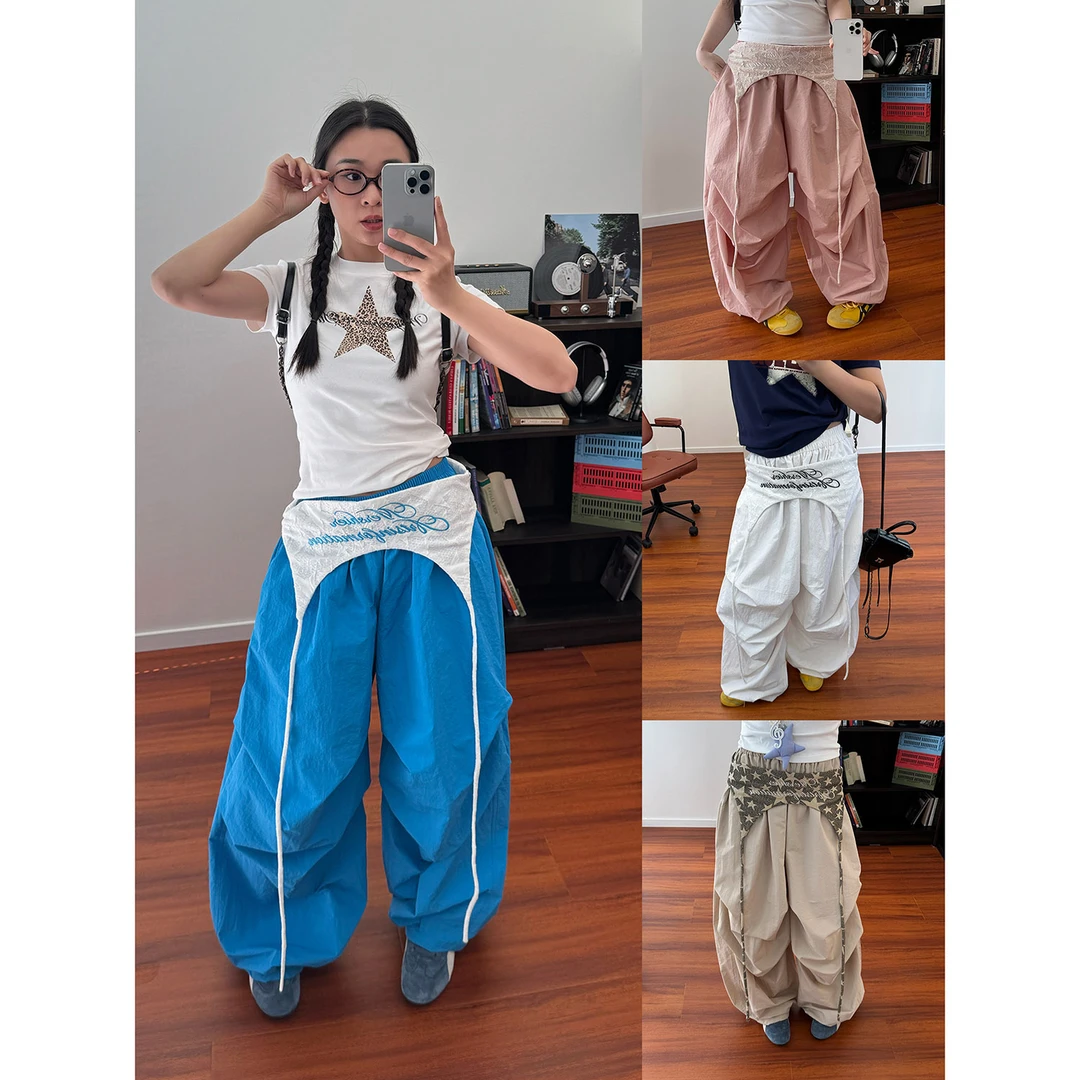 19studio WAYNEPRINCE美式复古腰封叠穿设计阔腿裤休闲街头直筒裤