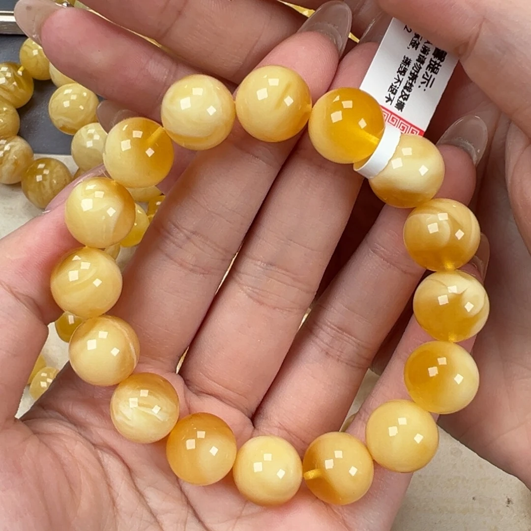 手链琥珀未镶嵌21金瓷白