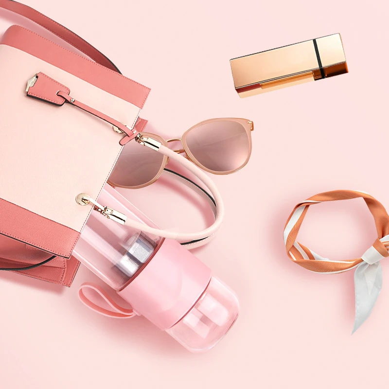 茶水分离杯女性杯双层玻璃杯便携泡茶杯子耐热透明水杯礼品