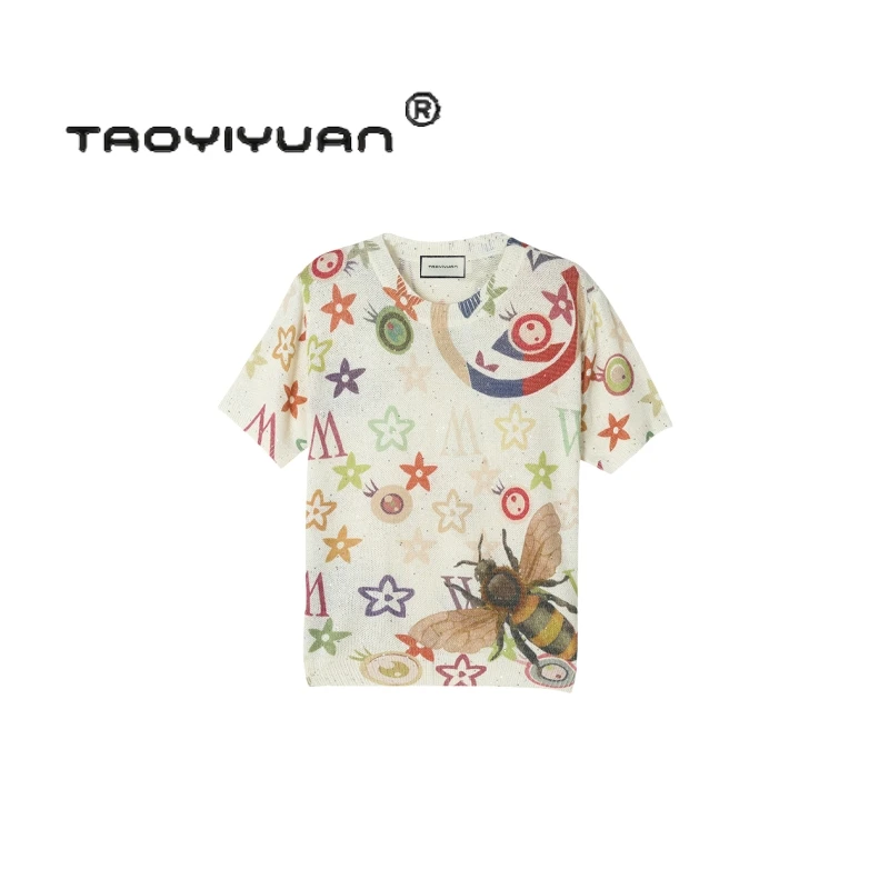 【宠粉专属】轻奢重工短袖亮片毛衣针织印染时尚套头针织衫夏