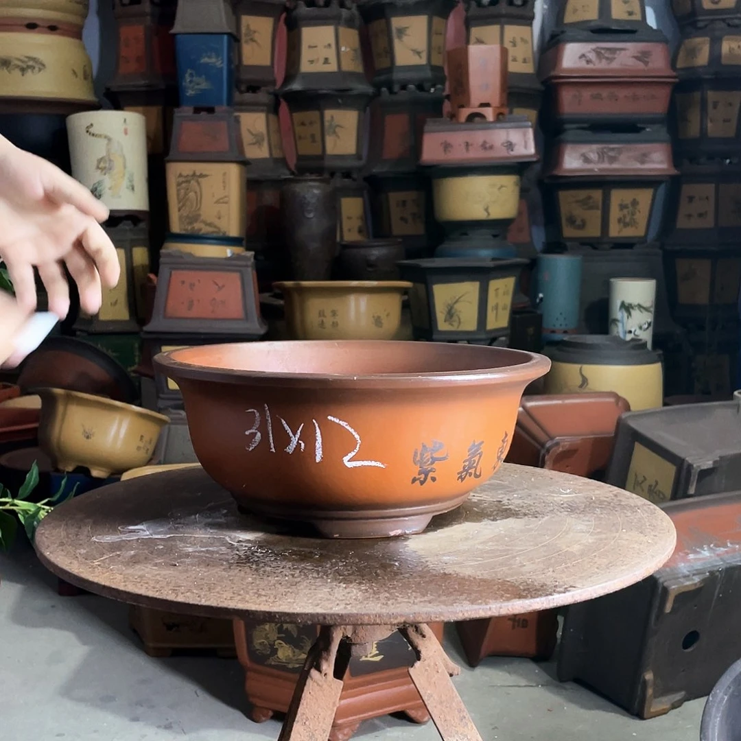 宜兴紫砂花盆红花盆小红