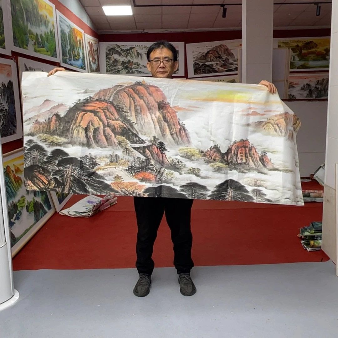 横款泰山花心，180x70无落款