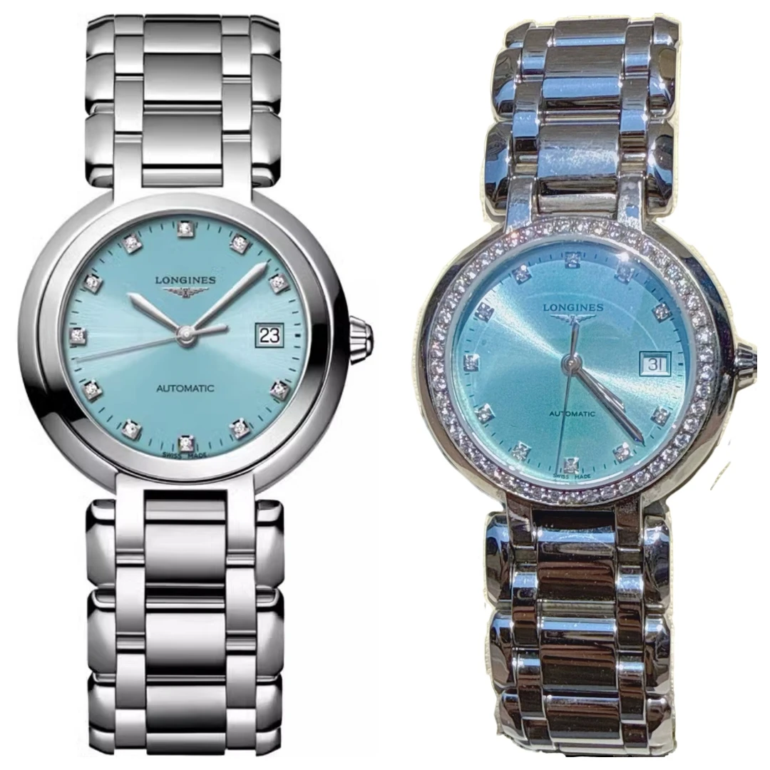 99新 Longines/浪琴 心月113/机械/蓝盘钻刻/表径30mm/女士腕表