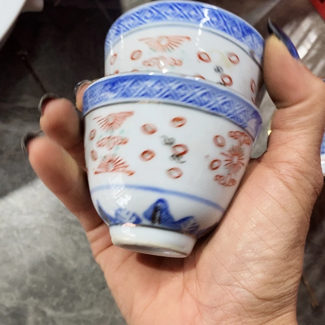 摆件陶景德镇陶瓷现代二缸杯