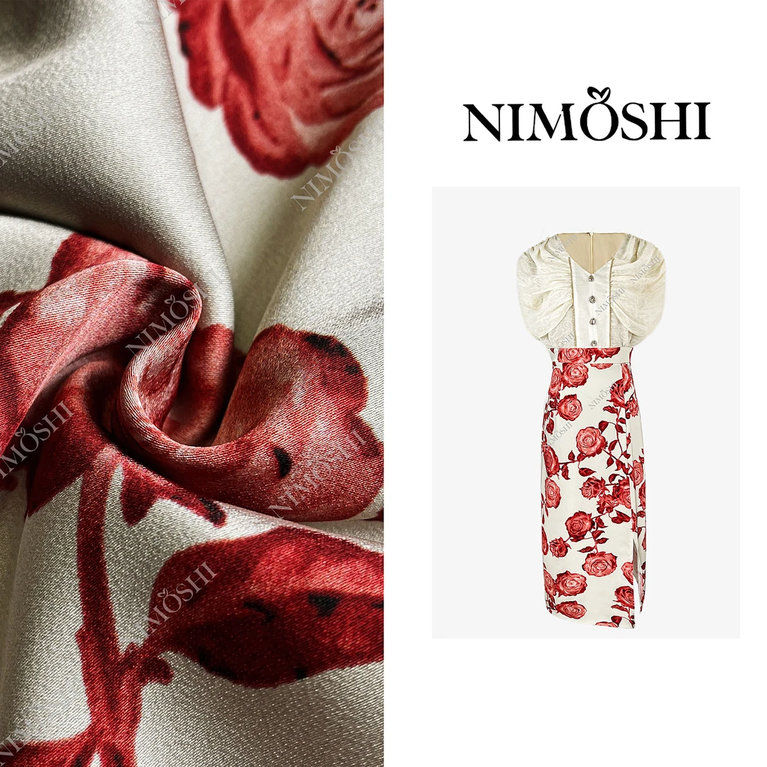 NIMOSHI【倩倩】夏季新轻奢高级感拼接晕染设计气质显瘦连衣裙Q2232