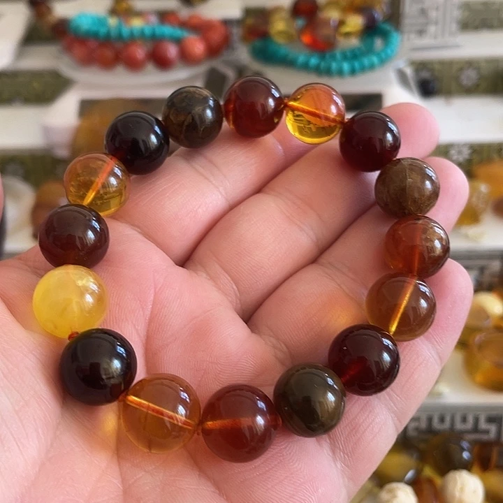 琥珀未镶嵌裸石手串