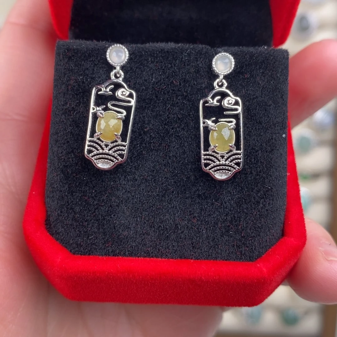 翡翠未镶嵌颈饰天然缅甸翡翠耳环