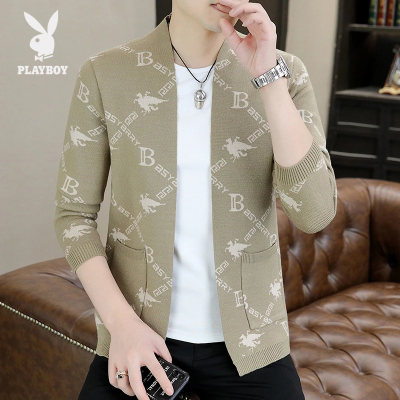 花花公子2025男士新款秋季休闲时尚潮流帅气韩版潮流百搭开衫外套