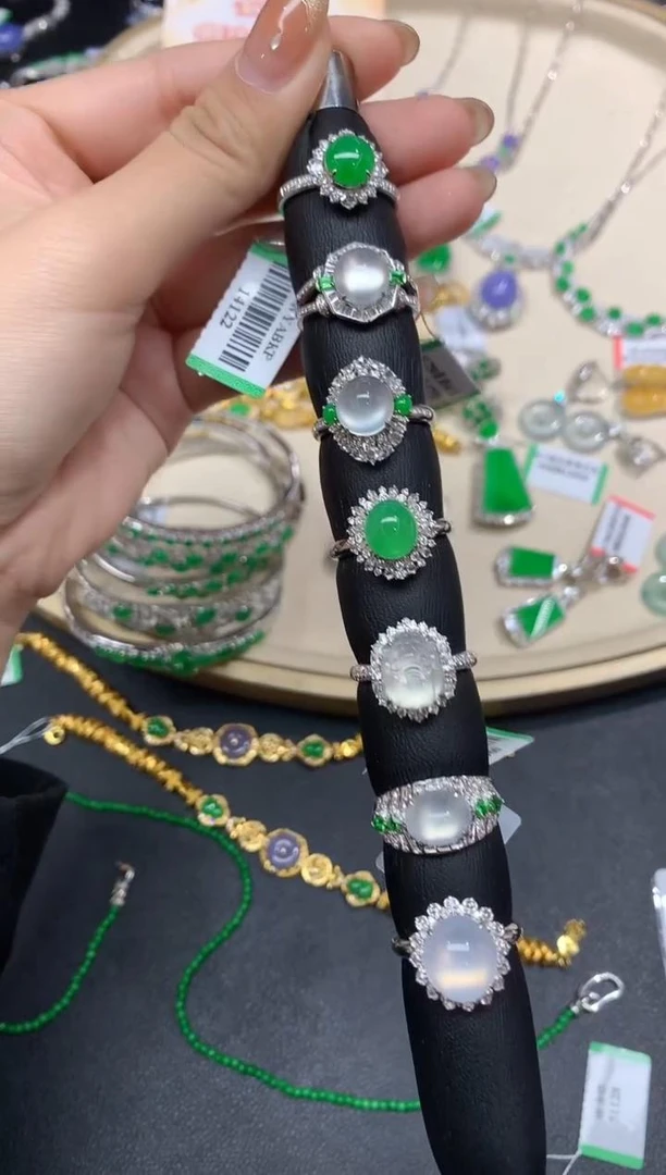 【小鱼严选 戒指棒】翡翠戒指-18K金镶嵌-多样性发一件-AL25|CXQ21