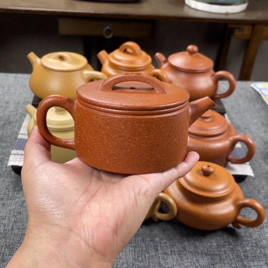 茶壶紫砂红降坡汉瓦全手30目190