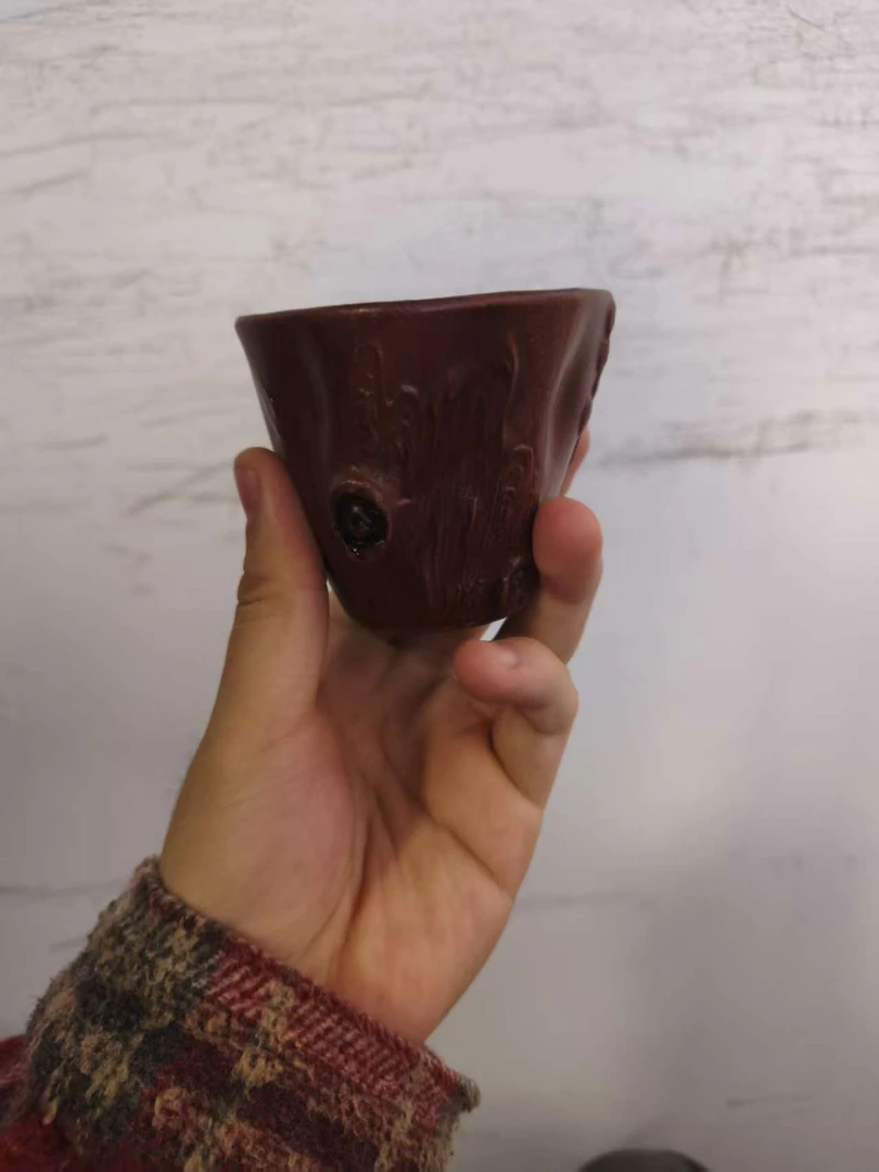 宜兴全手工紫砂松桩杯