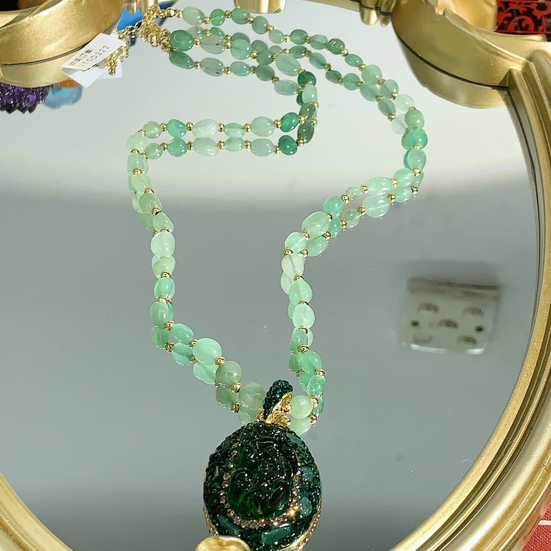 铜合金合成锆石项链 TTSD 绿色时尚潮流百搭项链 322