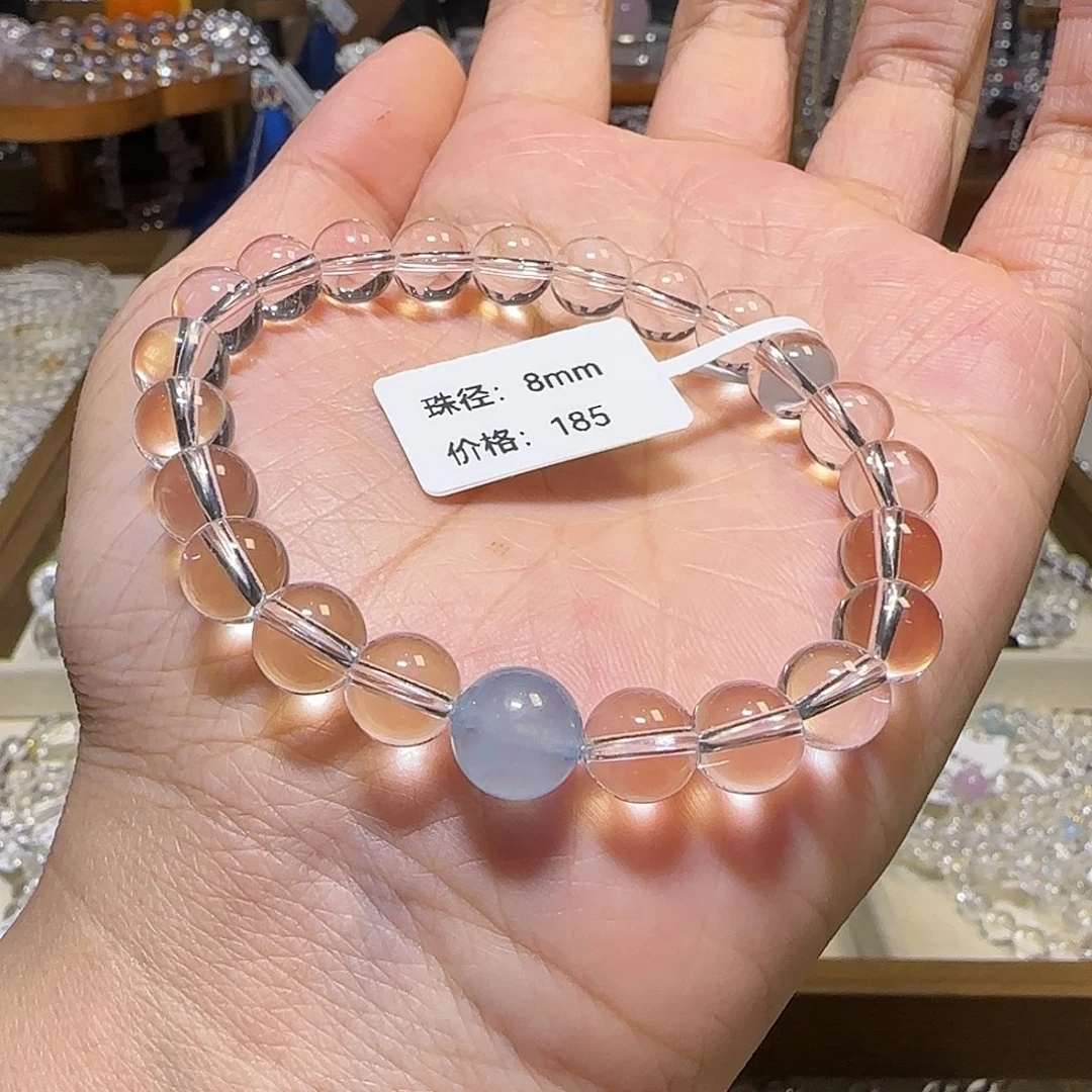 水晶手串未镶嵌@**七天然白水晶卡8+全净体单圈