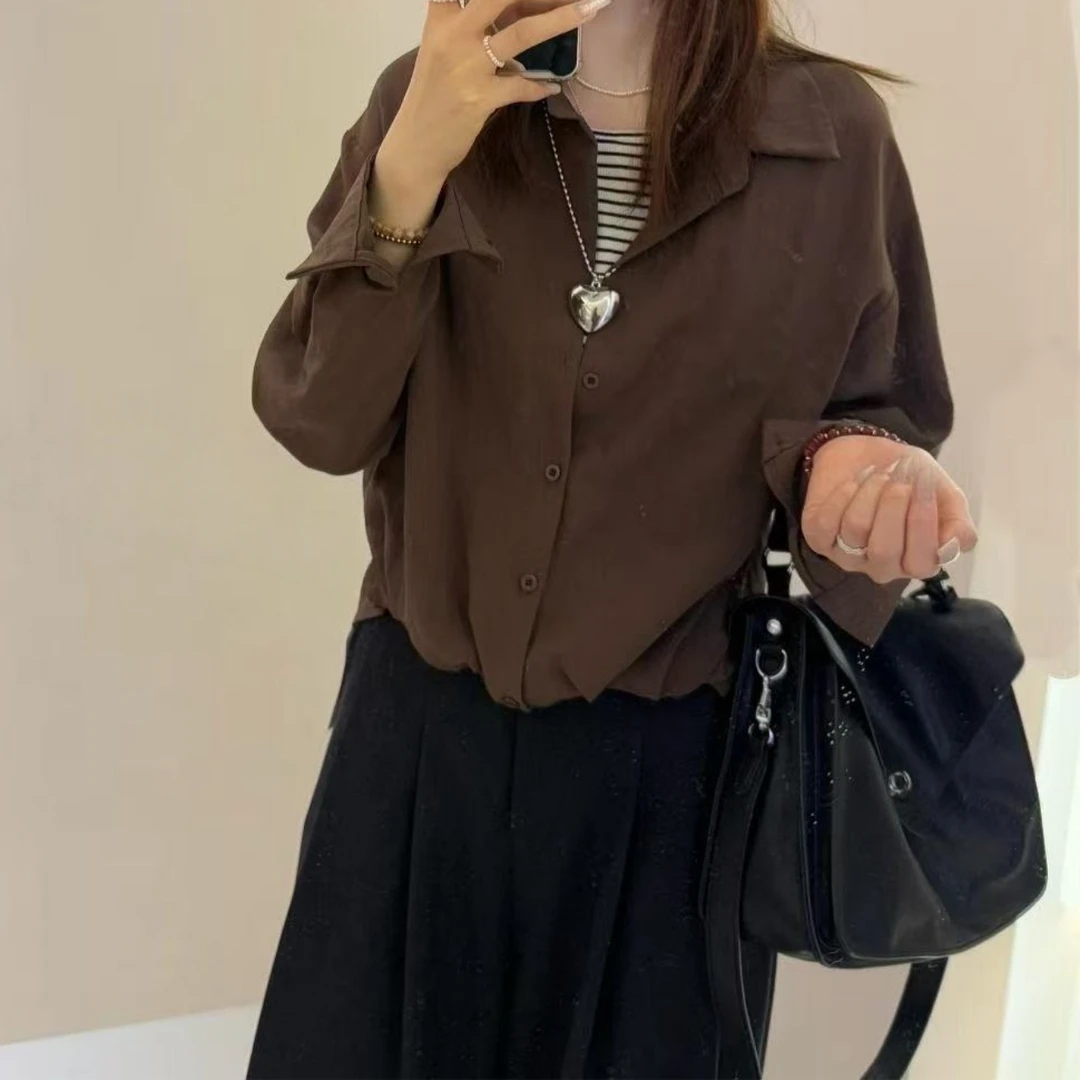 Manmi  设计款条纹背心假两件拼接衬衫  6016