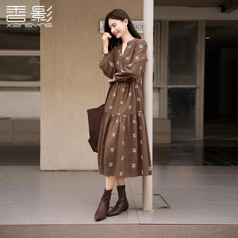 【粉丝专享】L85A430连衣裙香影刺绣碎花连衣裙女秋季新款A字