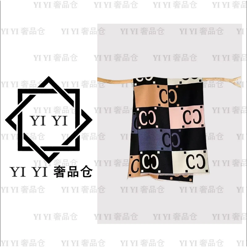 【YI YI/周一一奢品】秋冬新款撞色字母CC围巾