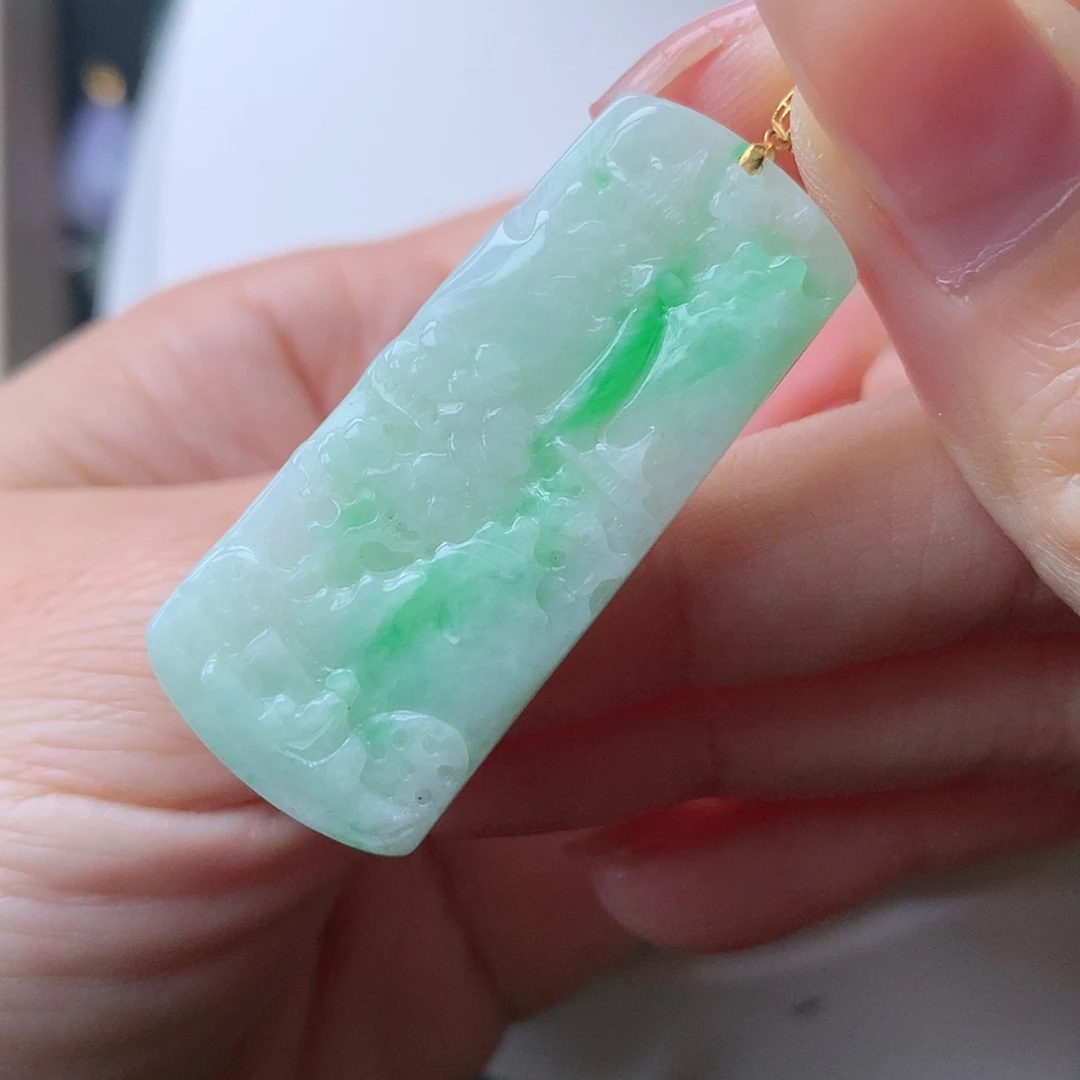 【闪购商品】翡翠18K金镶嵌吊坠(赠链)