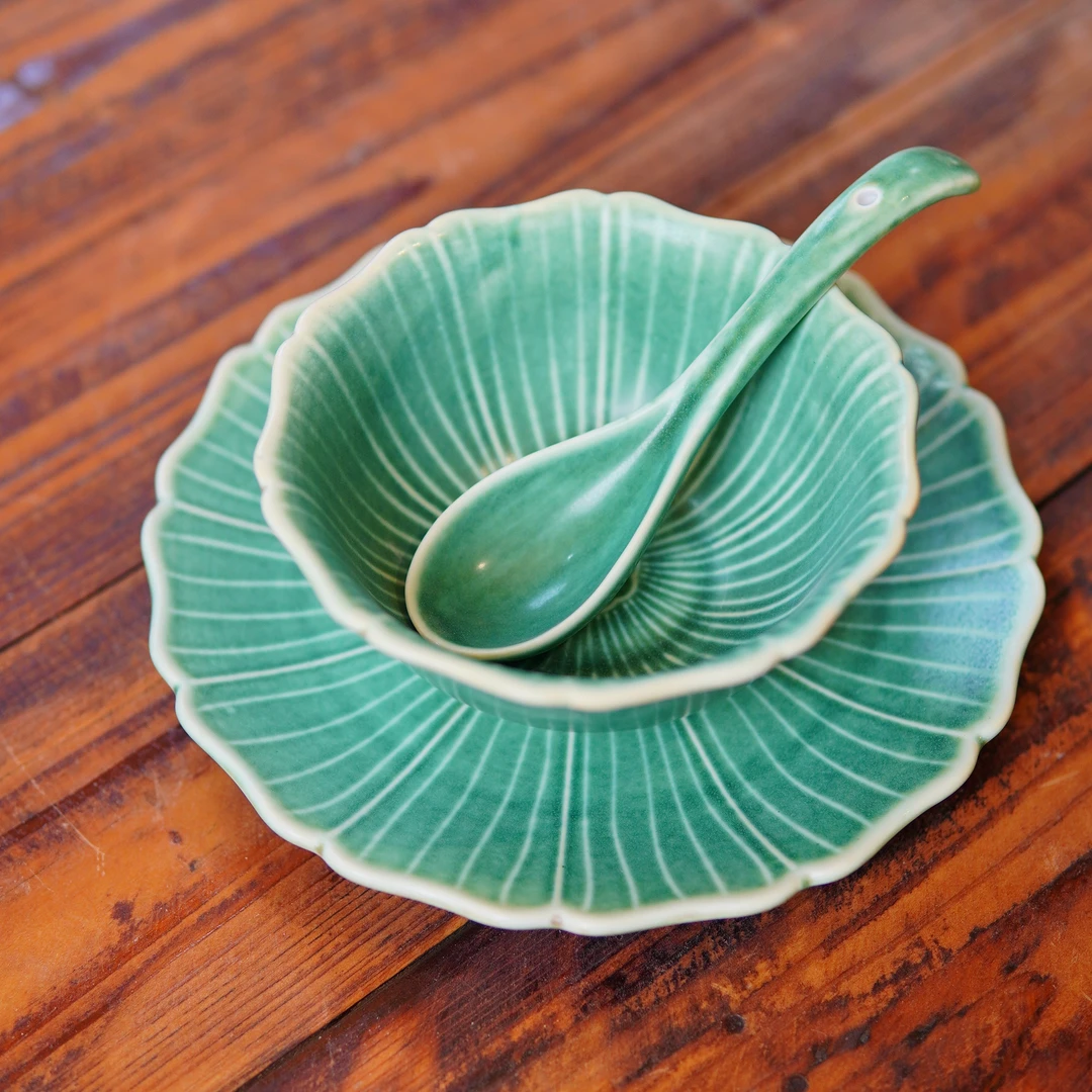 莲花碗碟勺三件套 TJT008