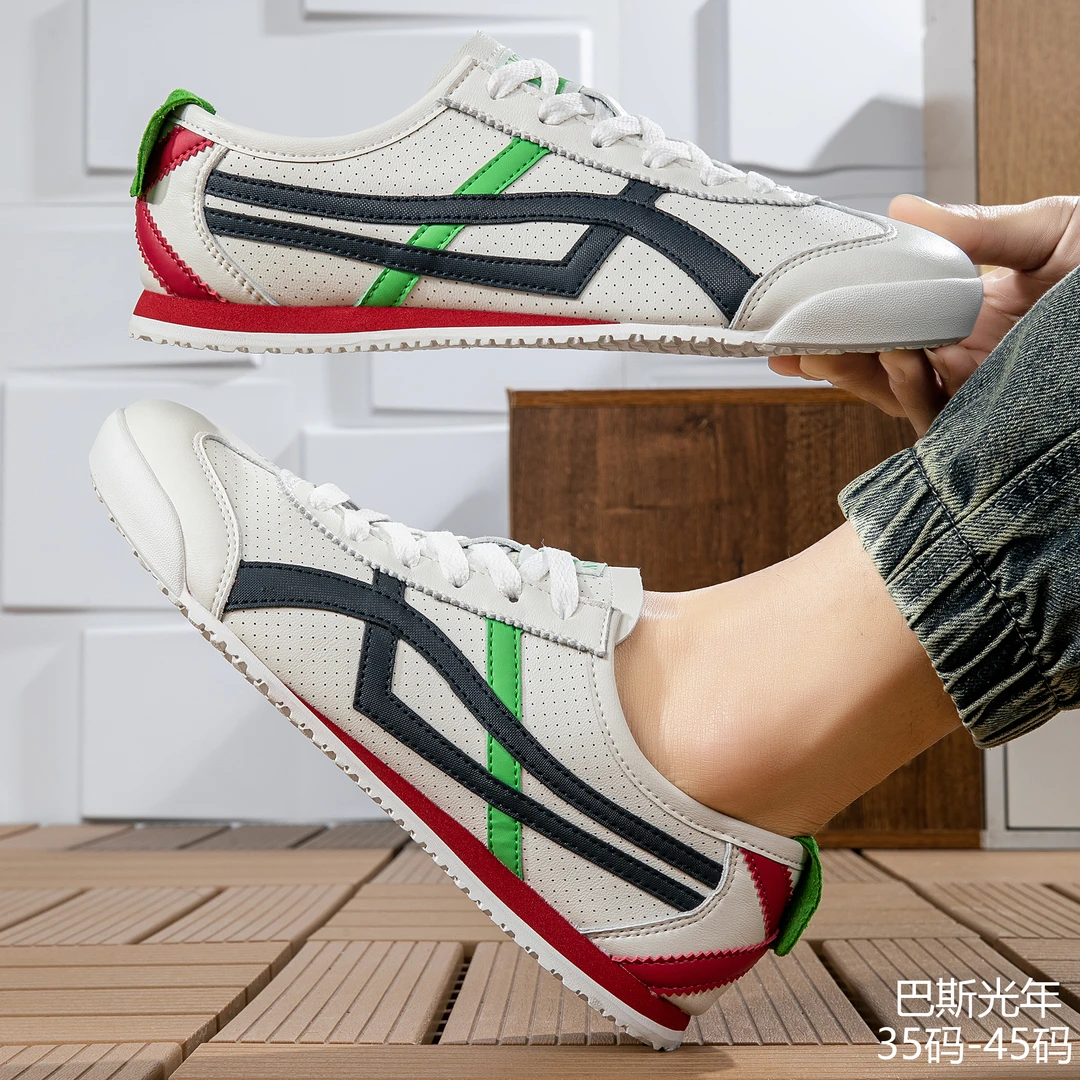 【奥莱断码T】冲孔款春夏新款时尚真皮情侣鞋男鞋阿甘德迅低帮鞋