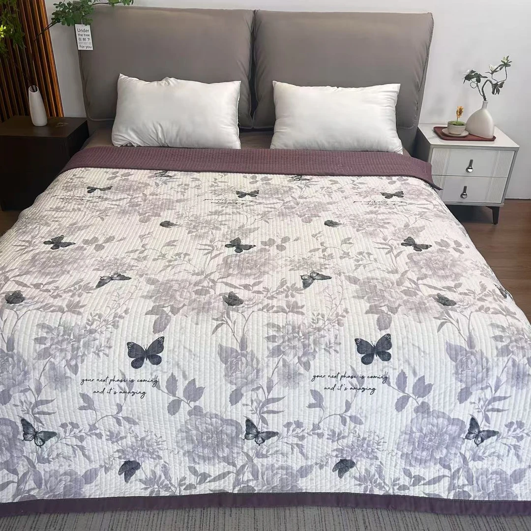 （琼颜蝶影）230*250简约舒适柔软亲肤四季通用多功能床盖