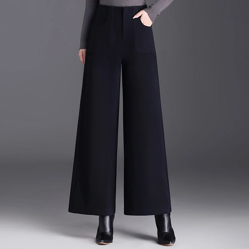 毛呢裤子女秋冬2025新款休闲裤百搭九分裤显瘦加厚直筒阔腿裤