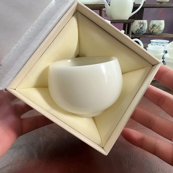 礼盒装：隐唐窑/璞玉素烧自生釉170ml罗汉主人杯