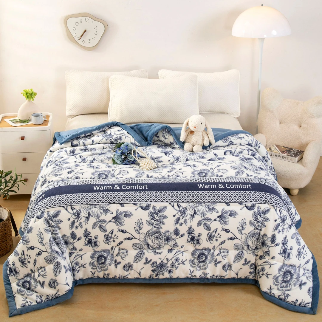 新款轻奢双面牛奶绒被子 可机洗双人绒被子