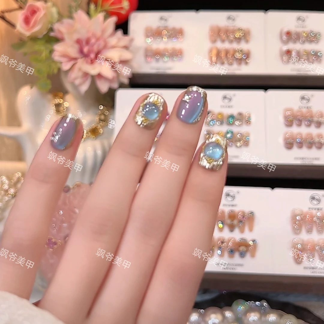 布契拉提-美甲店手工穿戴甲-可重复佩戴-掉钻包补-10片