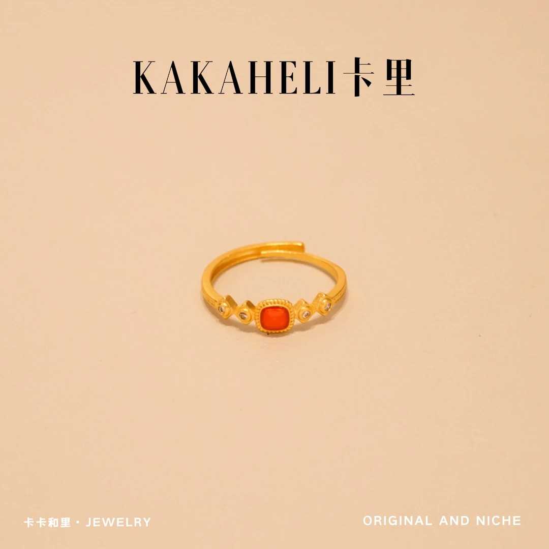 铜合金合成锆石戒指 露滴松梢月轻奢级戒指 JZ-360