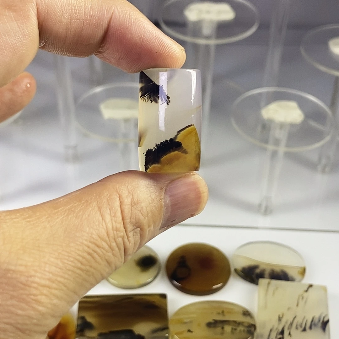 合成碳硅石非金属时尚图纹画面石饰品