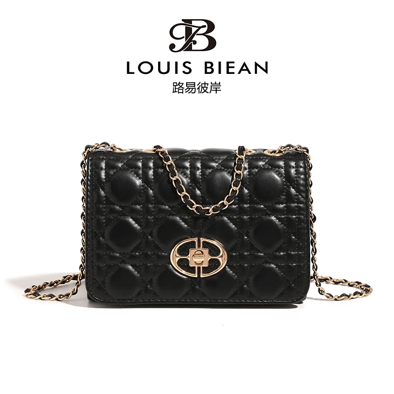 Louis biean路易彼岸新款秋冬百搭通勤斜挎包质感单肩包9073黑