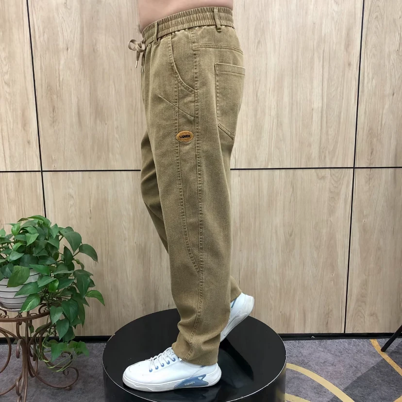 11516春秋男士简约时尚百搭宽松弹力舒适休闲牛仔老爹裤