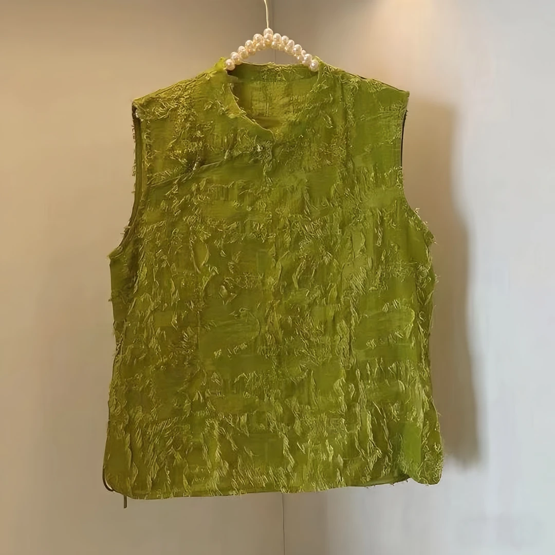 2025夏季新款设计感无袖新中式中国风宽松版型小衫通勤上衣女潮流