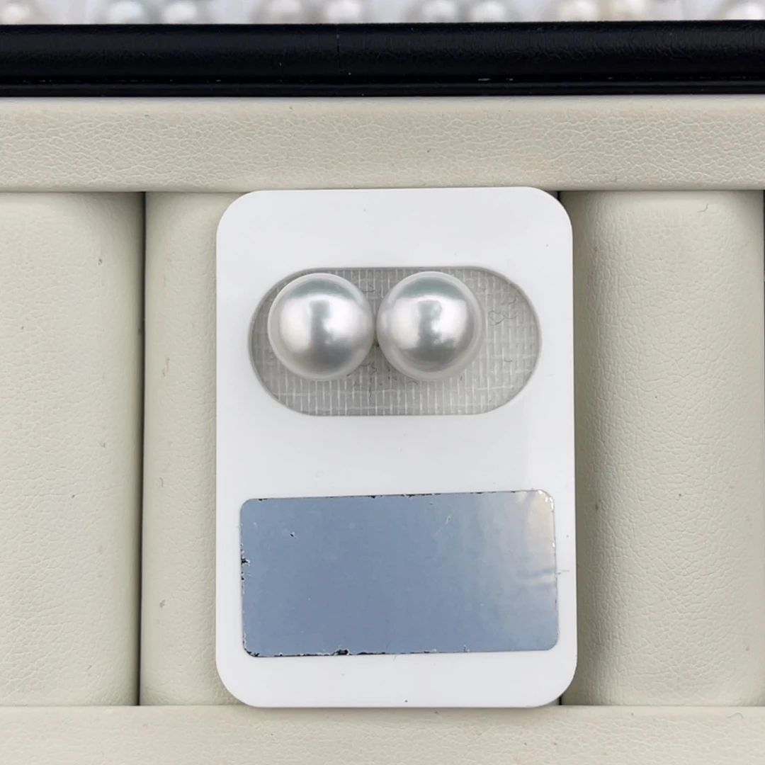 定制海水珍珠未镶嵌裸珠正圆澳白对珠10-11