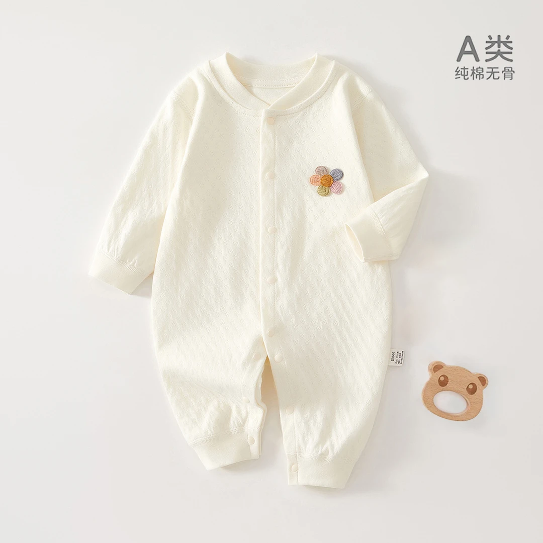 纯棉春秋四季连体衣长袖闭裆哈衣爬服宝宝内衣秋衣打底衣新生内搭