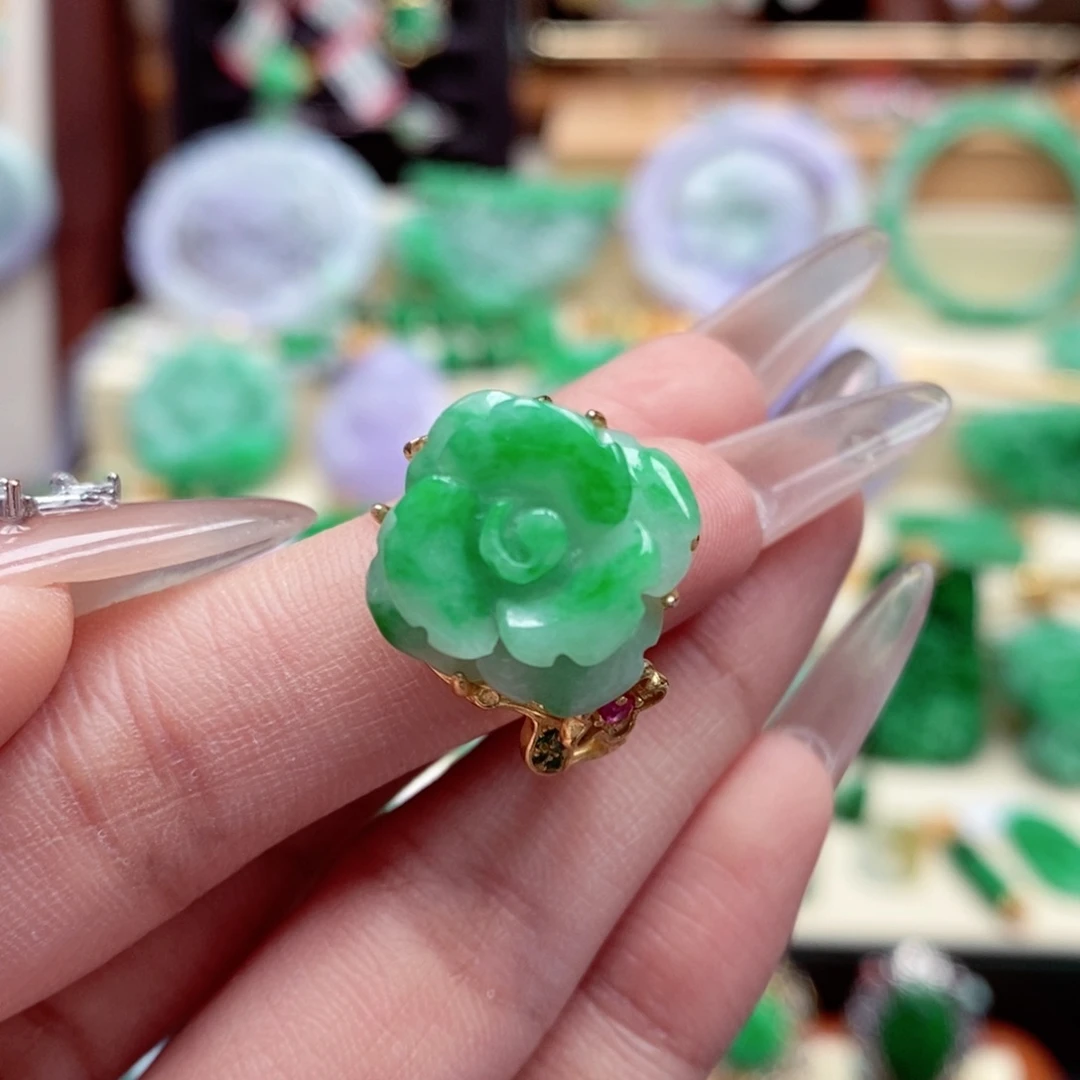 银S925镶嵌戒指翡翠翡翠戒指