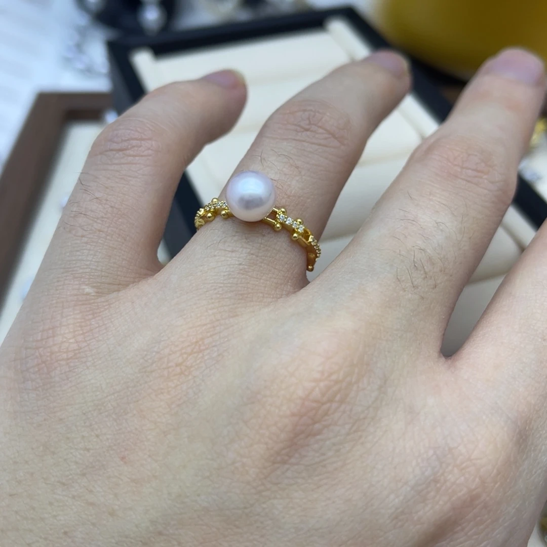 银S925镶嵌海水珍珠戒指