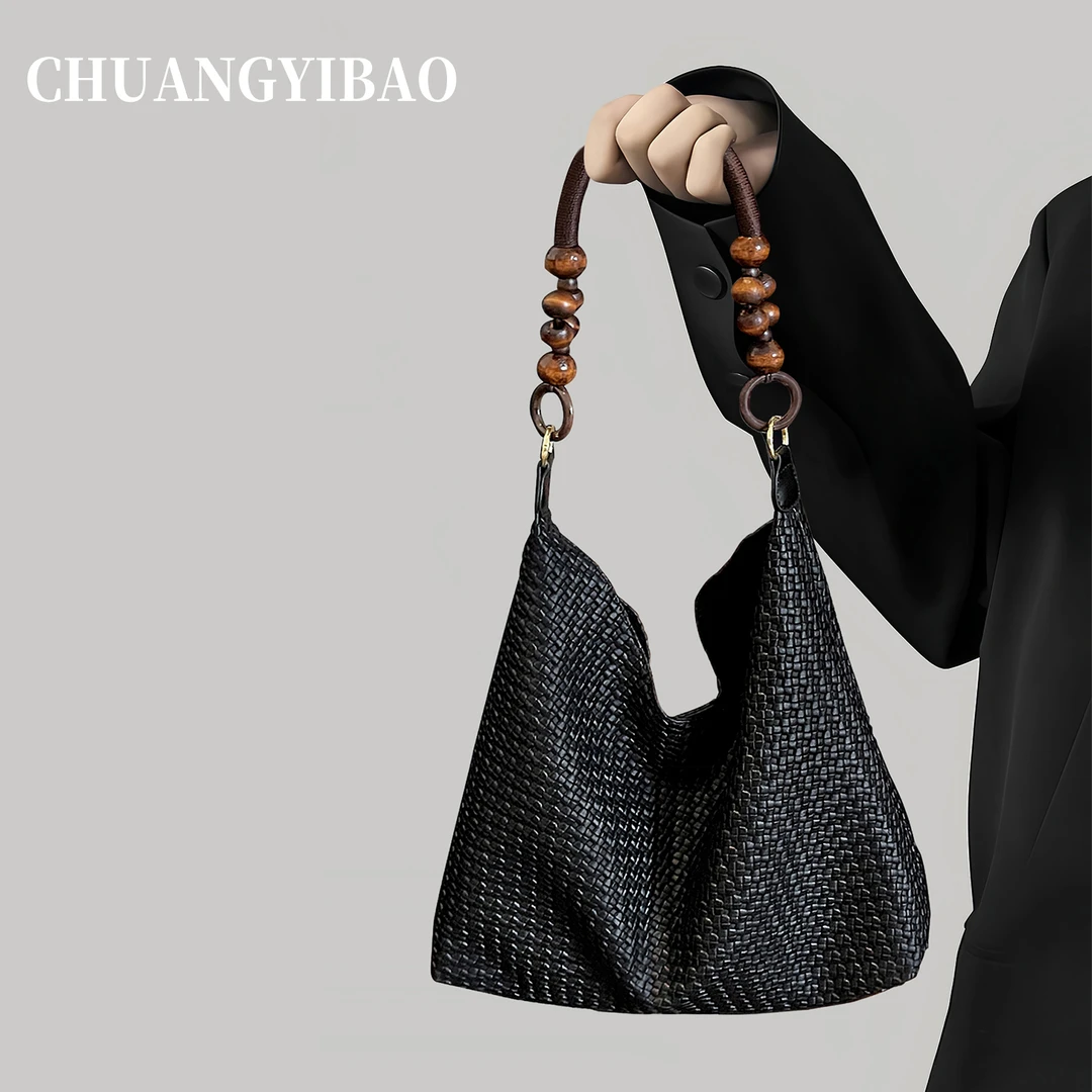 通勤手提托特包包女大容量2025新款秋冬轻奢小众高级感腋下编织包