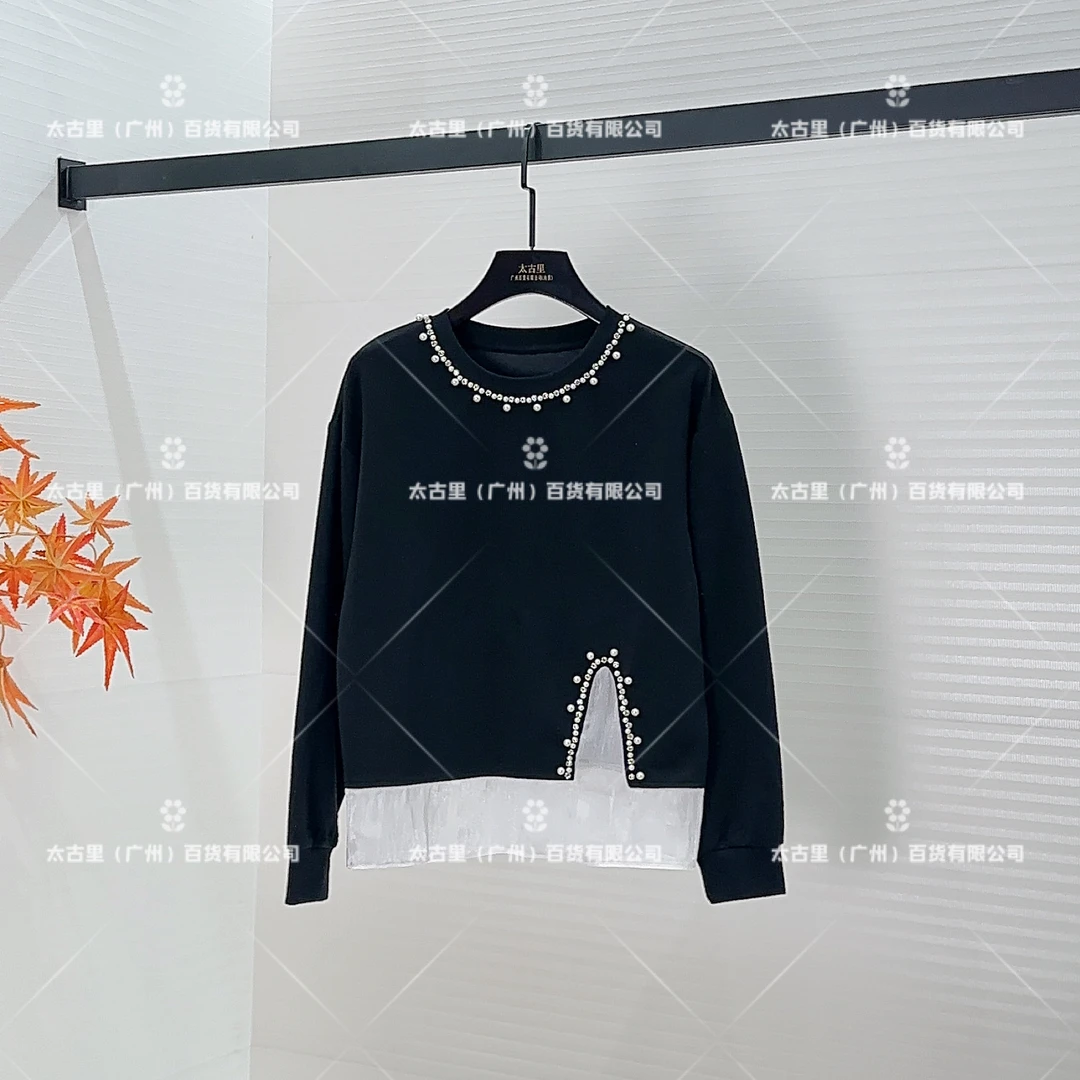 【Linda专属】编码【63】新款撞色黑色长袖休闲宽松卫衣JC-A1912