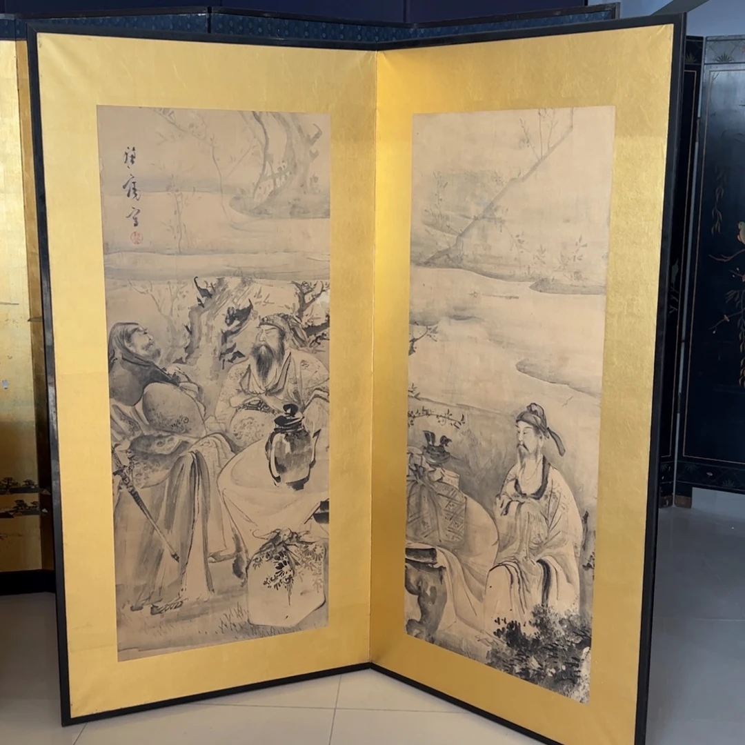 绘画屏风框画茶空间设计